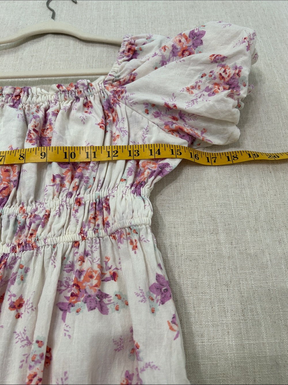 Dizzy Lizzy Dress Floral Puff-Sleeve Smocked Waist Ruffle Tier Hem Cottage Midi - Picture 9 of 16